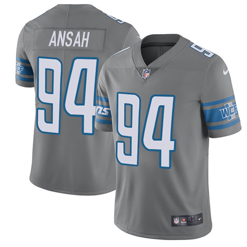 Nike Lions #94 Ziggy Ansah Gray Youth Stitched NFL Limited Rush Jersey